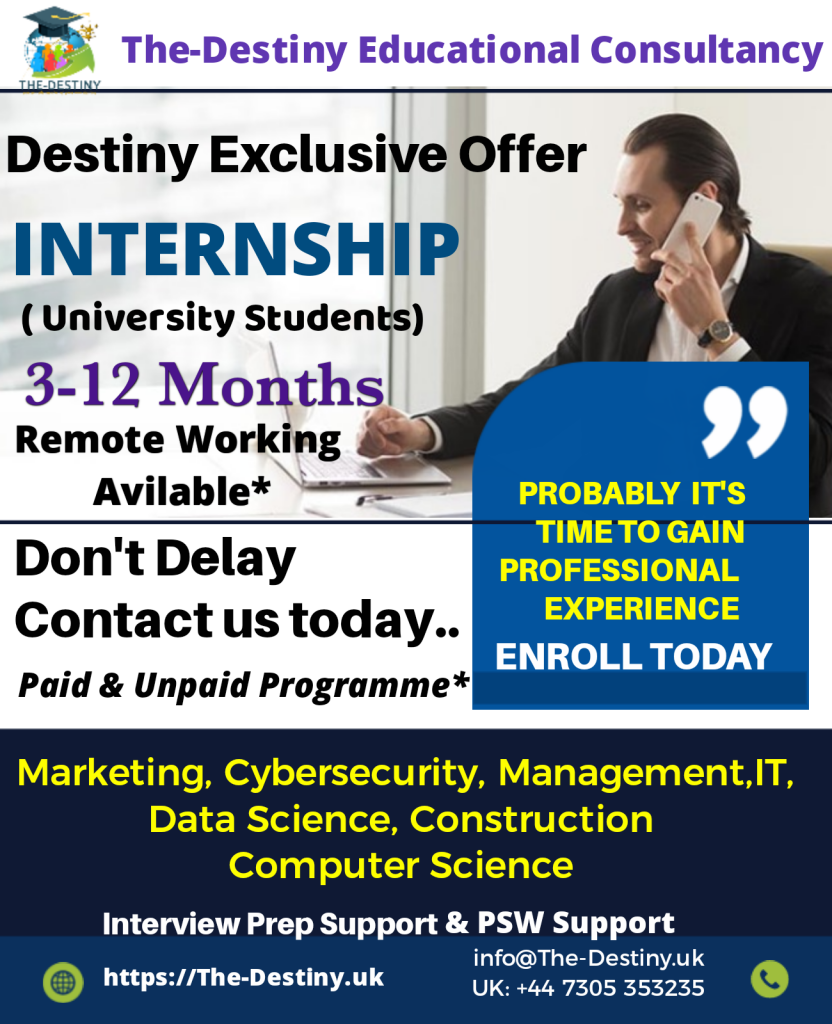 The-Destiny poster promoting an exclusive internship offer