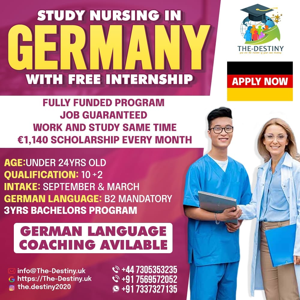 The-Destiny poster offering a chance to study nursing in Germany